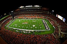 Overhead view of Reser Stadium with wide angle lens during 2012 night game.