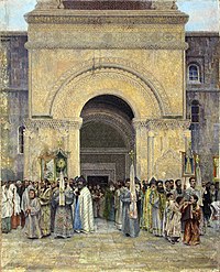«Выход Крестного хода из Эчмиадзинского собора» 1895 год