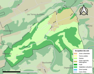 Carte en couleurs présentant l'occupation des sols.