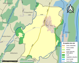 Carte en couleurs présentant l'occupation des sols.