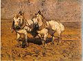 Zwei Schimmel an der Egge (Two Greys Pulling a Harrow), around 1900