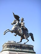 Estatua ecuestre del Archiduque Carlos en Viena, la mayor del mundo con dos puntos de apoyo, de Anton Dominik Fernkorn.