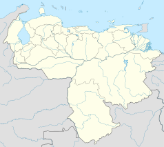 Mapa konturowa Wenezueli, u góry znajduje się punkt z opisem „Turmero”