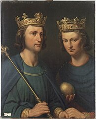 Louis III (~863-882) et Carloman II (~866-884), rois de France, fils de Louis le Bègue, associés en 880. Par Steuben, ~1837, musée de l'Histoire de France (Versailles).