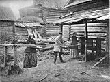 Repslaging, produksjon av tau, i en landsby i Guvernementet Nizjnij Novgorod i Russland 1896.