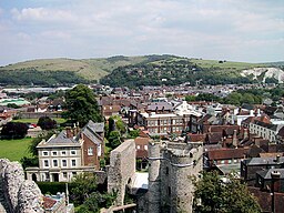 Staden Lewes, sett från Lewes Castle