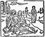 idwina's fall on the Ice, Wood drawing from the 1498 edition of John Brugman's Vita of Lidwina