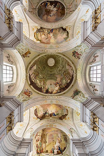 Потолочные фрески в паломнической церкви Марии Лангегг (Нижняя Австрия) авторства Йозефа Адама Мёльк (1773)