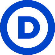 A blue circle with a capital "D" inside