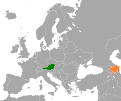 Map indicating locations of Austria and Azerbaijan