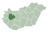 Map of Hungary highlighting Veszprém County