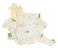 Mapa konturowa gminy Miechów, na dole nieco na lewo znajduje się punkt z opisem „Wielki Dół”