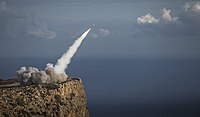 Launch of a Dutch Patriot system during a joint exercise in Chania, Greece