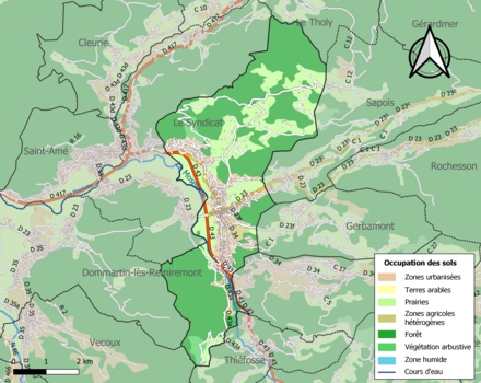 Carte en couleurs présentant l'occupation des sols.