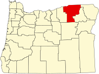Locatie van Umatilla County in Oregon