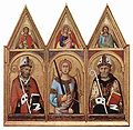 „Šventieji Ambrozijus, Mikalojus ir Augustinas“ (1320-25, Kembridžo universiteto muziejus, Kembridžas)