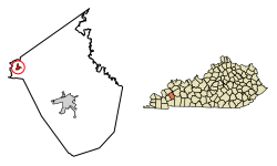 Location of Fredonia in Caldwell County, Kentucky.