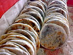 Piaya, a muscovado-filled flatbread, is a common delicacy in Bacolod.