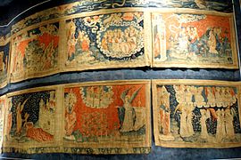 Detalle del Tapiz del Apocalipsis exhibido en el castillo de Angers, ca. 1378.