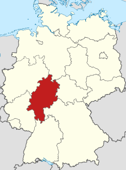 Tyskland med Land Hessen markerat.
