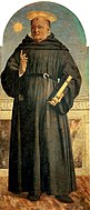 皮耶羅·德拉·弗朗切斯卡的《托倫蒂諾的聖尼古拉（義大利語：San Nicola da Tolentino (Piero della Francesca)）》，139.4 × 59.2cm，約作於1454－1469年，來自吉安·賈科莫·波爾迪·佩佐利的藏品[7]
