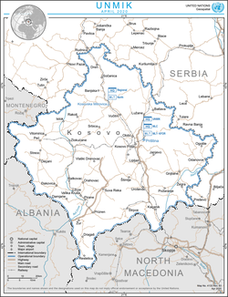 Area yang tercakup dalam garis putus-putus hitam adalah wilayah Kosovo berdasarkan Resolusi Dewan Keamanan PBB 1244.