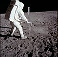 Image 55Buzz Aldrin taking a core sample of the Moon during the Apollo 11 mission (from Space exploration)