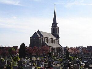 Sint-Simon en Judaskerk, en het uitgestrekt kerkhof aan de Schelde