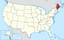 Χάρτης των Ηνωμένων Πολιτειών με την πολιτεία Μέιν χρωματισμένη