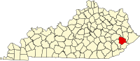 Map of Kentaki highlighting Knott County