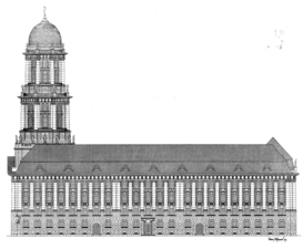 Zeichnung von Ludwig Hoffmann: Seitenansicht aus der Stralauer Straße