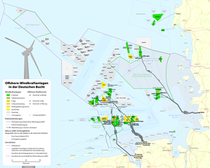 Offshore-Windkraftanlagen in der Deutschen Bucht