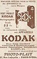 Anuncio francés das cámaras Kodak de 1916.