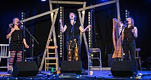 Lady Maisery performing at Towersey Festival, 2018