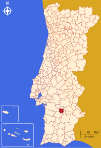 Alvito belediyesini gösteren Portekiz haritası