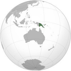 Kinaroroonan ng  Papua Nueva Guinea  (green)