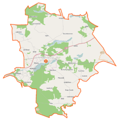 Mapa konturowa gminy Skępe, blisko centrum na lewo znajduje się punkt z opisem „Skępe”