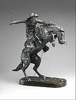 フレデリック・レミントン作『The Bronco Buster』1895年（鋳造は1918年）。メトロポリタン美術館所蔵