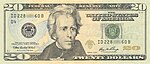 $}} de 2006 avec le portrait d’Andrew Jackson.