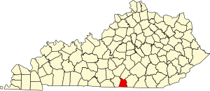 Map of Kentucky highlighting Clinton County