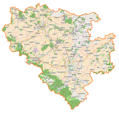 Mapa konturowa powiatu świdnickiego, blisko centrum po prawej na dole znajduje się punkt z opisem „Boleścin”