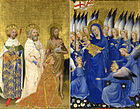 『ウィルトンの二連祭壇画』（The Wilton Diptych）, 作者不詳, 1395-1399 （ロンドンのナショナル・ギャラリー蔵）。