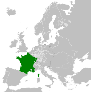 Королевство Франция в 1789 году. (отмечено зелёным цветом)
