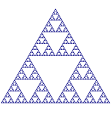 Marquage de la parité des termes du triangle de Pascal, faisant apparaitre un triangle de Sierpiński