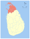 Map indicating the extent of Northern Province within Sri Lanka