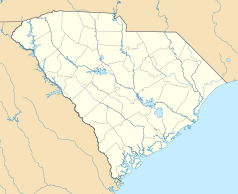 Mapa konturowa Karoliny Południowej, blisko centrum na lewo znajduje się punkt z opisem „Aiken”