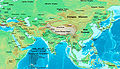 Азия около 1 года н. э. — юэчжи («тохары») расположены недалеко от центра карты.