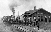 Atchison, Topeka and Santa Fe Railway depot in Longford, circa 1887-1897