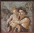 Менада и Купидон, фреска из Помпей.