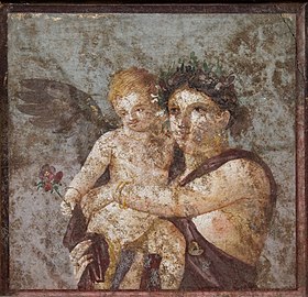 Maenad and Cupid, fresco from Pompeii, 1st century AD
